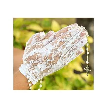 SATINIOR Women Lace Gloves Tea Party Short Lace Gloves Courtesy Dressy for Wedding Dinner Party