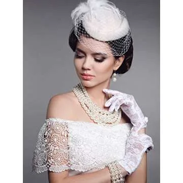 SATINIOR Women Lace Gloves Tea Party Short Lace Gloves Courtesy Dressy for Wedding Dinner Party