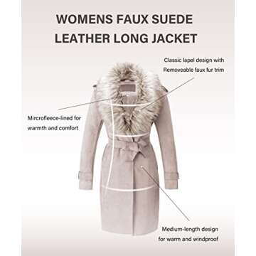 Bellivera Women Faux Suede Leather Jacket Comfortable Cute Coat FF20 Beige S