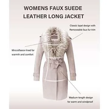 Bellivera Women Faux Suede Leather Jacket Comfortable Cute Coat FF20 Beige S