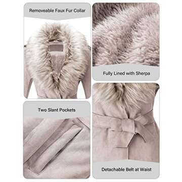 Bellivera Women Faux Suede Leather Jacket Comfortable Cute Coat FF20 Beige S