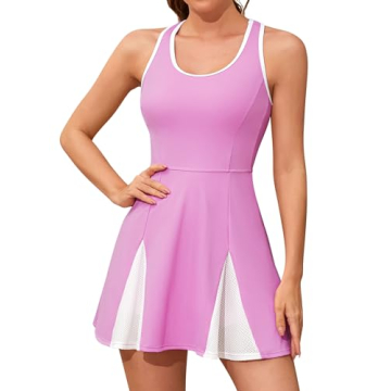 ATTRACO Women's Exercise Dress with Shorts & Built-in Bra