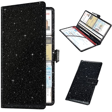 Black Glitter Car Document Holder Organizer Premium Quality
