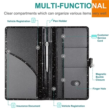 Black Glitter Car Document Holder Organizer Premium Quality
