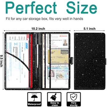Black Glitter Car Document Holder Organizer Premium Quality