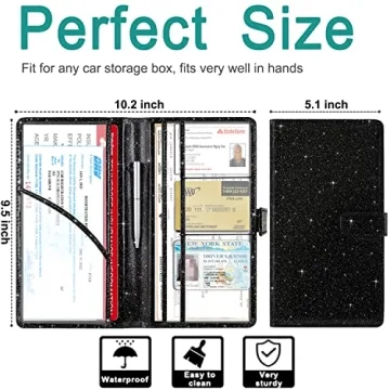 Black Glitter Car Document Holder Organizer Premium Quality