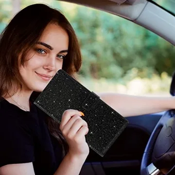 Black Glitter Car Document Holder Organizer Premium Quality