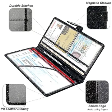 Black Glitter Car Document Holder Organizer Premium Quality