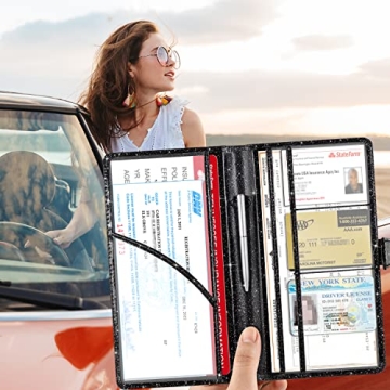 Black Glitter Car Document Holder Organizer Premium Quality