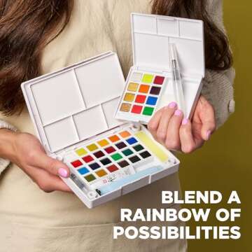 SAKURA Koi Pocket Field Sketch Kit - Watercolor Sets for Painting On the Go - 36 Colors - 1 Water Brush - 1 Sponge - 1 Mixing Palette