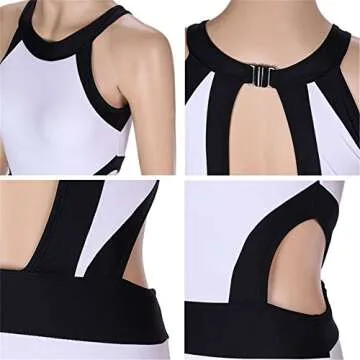 Lukitty Women's One Piece High Neck Cut Out Bikini Bathing Suits Swimwear L White