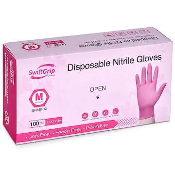 SwiftGrip Powder-Free Nitrile Gloves, Large, 100ct Box - 3-mil Latex-Free, Disposable, for Kitchen, ...