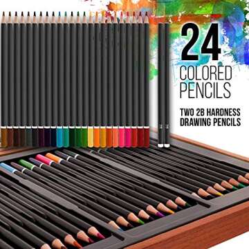 U.S. Art Supply 145-Piece Mega Wood Box Painting and Drawing Set in Storage Case - 2 Sketch Pads, 24 Watercolor Paint Colors, Oil Pastels, Colored Pencils, 60 Crayons, Brushes, Artist Kit