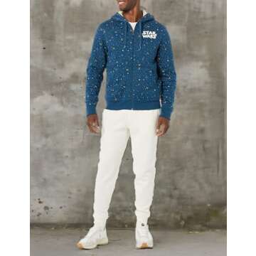 Amazon Essentials Disney | Marvel | Star Wars Men's Sherpa-Lined Full-Zip Hoodie Sweatshirts, Star Wars Logo Ships, Medium