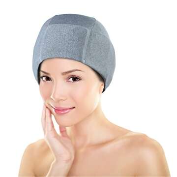 Migraine Gel Ice Hat by FOMI Care | Cooling Headache Pack | Wearable Cold Therapy Wrap for Tension, Sinus, Pressure Pain Relief | Stress Reliever | Freezable (Gray - 3 Packs)