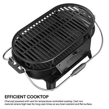 Portable Everdure Cast Iron Grill for Outdoor Cooking