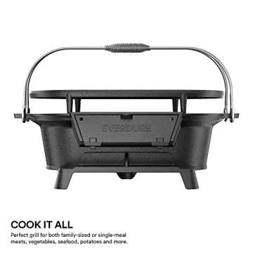 Portable Everdure Cast Iron Grill for Outdoor Cooking