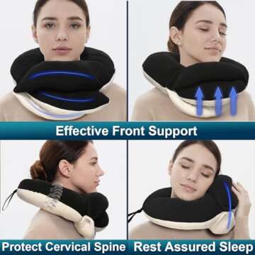 BUYUE Travel Neck Pillows for Airplanes, 360° Head Support Sleep for Long Flight, Skin-Friendly & B...
