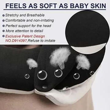 BUYUE Travel Neck Pillows for Airplanes, 360° Head Support Sleep for Long Flight, Skin-Friendly & Breathable, Kit with 3D Contoured Eye Mask, Earplugs and Storage Bag (Adult, Black, 90+ lbs)