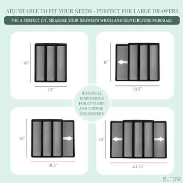 ELTOW Expandable Silverware Drawer Organizer & Utensil Tray Set, Non-Slip Kitchen Drawer Organizers ...