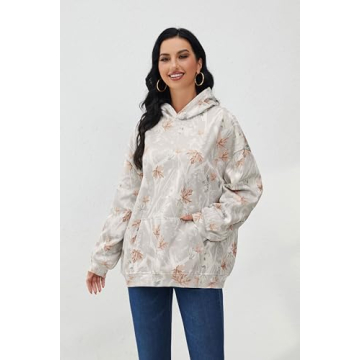 Camo Oversized Whale Sweatshirt with Maple Leaf Print