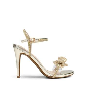 DREAM PAIRS Women's Heels Round Toe Rhinestone Double Bowknots Sparkly Stilettos Heeled Sandals Shoe...