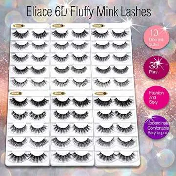 Eliace 6D Mink Eyelashes Pack 30 Pairs Cat Eye Styles
