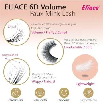 Eliace 6D Mink Eyelashes Pack 30 Pairs Cat Eye Styles