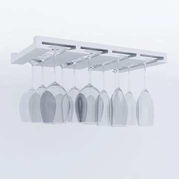 Rustic State Eze 4 Sectional Under Cabinet Mount Wood Stemware Rack Hanging Shelf Glassware Holder B...