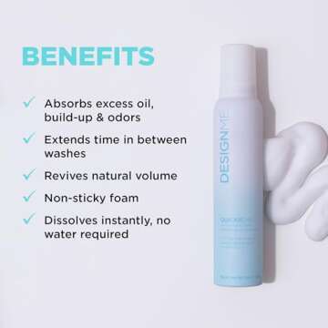QUICKIE.ME Dry Shampoo Foam by DESIGNME | Non Sticky, Waterless, No Rinse Formula for All Hair Types...