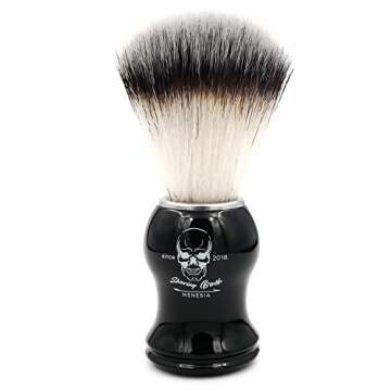 Menesia Shaving Brush for Men, Black Handle Men's Shave Cream & Soap Brush (skull)