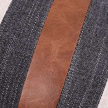 BOYSUM Set of 2 Leather Throw Pillow Covers Outdoor Decor Beige Patchwork Linen Brown Faux Leather Pillows Cover for Couch Sofa, Beige 12x20 Inch