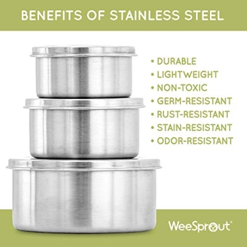 WeeSprout Stainless Steel Storage Containers - Set of 3