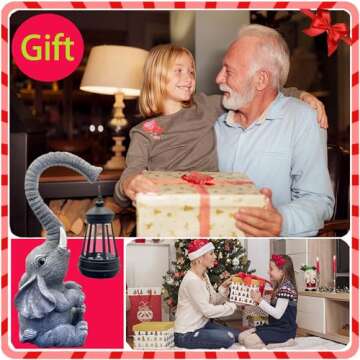 SSCDFDC Garden Decorative Elephant Statue with Solar Lights Outdoor Waterproof, Good Luck Elephant f...