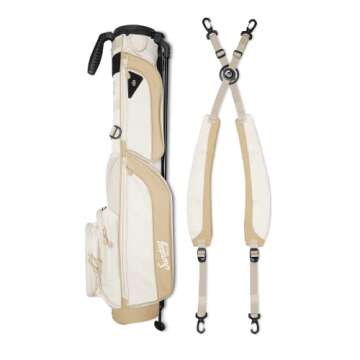 Sunday Golf Loma XL Bag - Lightweight Golf Bag w/Strap and Stand – Easy to Carry Pitch n Putt Golf Bag – Golf Stand Bag for The Driving Range, Par 3 and Executive Courses, 3.4 pounds (Toasted Almond)