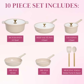 Paris Hilton Ceramic Nonstick Cookware Set - 10-Piece Elegance