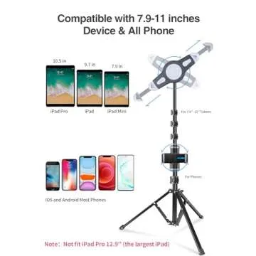 elitehood iPad Tripod Stand Adjustable Height 360° Rotating