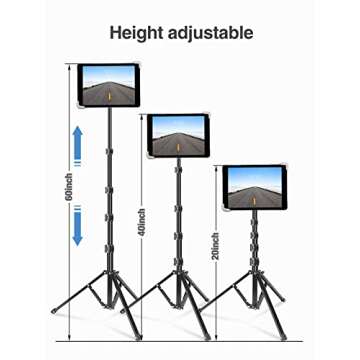 elitehood iPad Tripod Stand Adjustable Height 360° Rotating