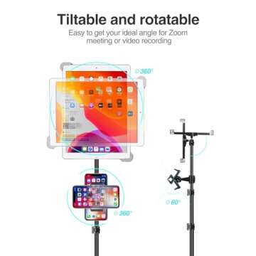 elitehood iPad Tripod Stand Adjustable Height 360° Rotating