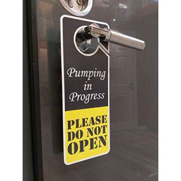 Do Not Disturb Sign - Pumping in Progress Do Not Open, Door Hanger 2 Pack, Double Sided, Ideal for Using in Any Places