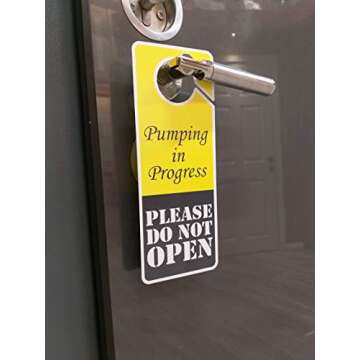 Do Not Disturb Sign - Pumping in Progress Do Not Open, Door Hanger 2 Pack, Double Sided, Ideal for Using in Any Places