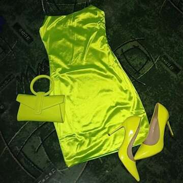 GENSHUO Fluorescent Yellow Stiletto Heels for Parties