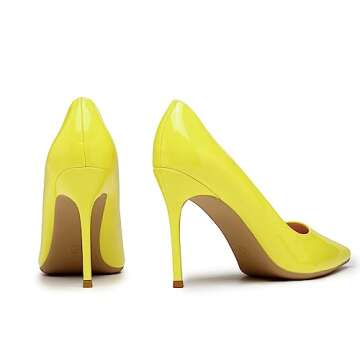 GENSHUO Fluorescent Yellow Stiletto Heels for Parties