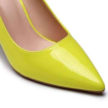 GENSHUO Fluorescent Yellow Stiletto Heels for Parties