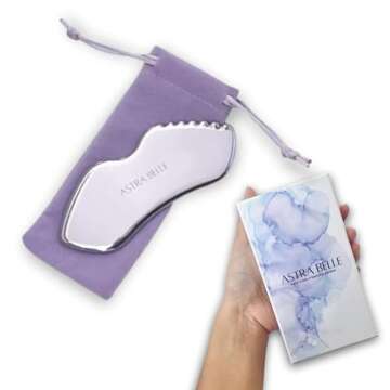 ASTRA BELLE Stainless Steel Gua Sha for Facial Skin Care Scraping Massage Tool with Comb Teeth | Fac...