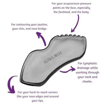 ASTRA BELLE Stainless Steel Gua Sha for Facial Skin Care Scraping Massage Tool with Comb Teeth | Facial Massage, Used for Face, Neck, and Around Lips with Travel Pouch or Case