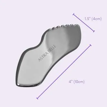ASTRA BELLE Stainless Steel Gua Sha for Facial Skin Care Scraping Massage Tool with Comb Teeth | Facial Massage, Used for Face, Neck, and Around Lips with Travel Pouch or Case