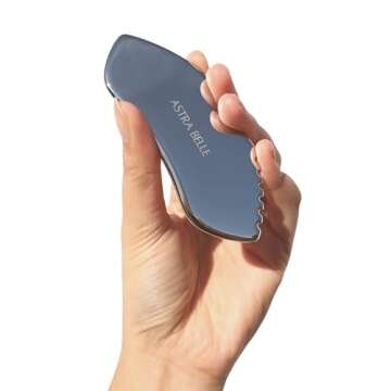 ASTRA BELLE Stainless Steel Gua Sha for Facial Skin Care Scraping Massage Tool with Comb Teeth | Facial Massage, Used for Face, Neck, and Around Lips with Travel Pouch or Case