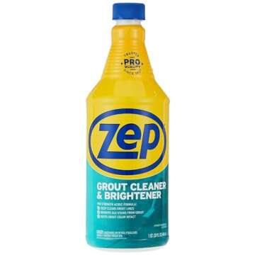 Zep Grout Cleaner and Brightener and Easy to Use Handheld Brush - 32 oz (Case of 2) - ZU104632 - Dee...