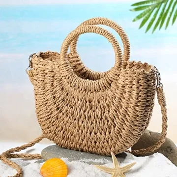 Elegant Rattan Straw Bag for Women - Summer Beach Tote